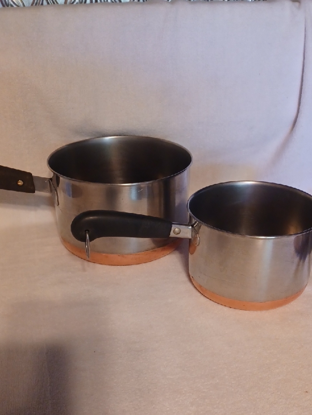 Revere Ware Stainless Steel Copper-Bottom Saucepan Set - Black Handle
